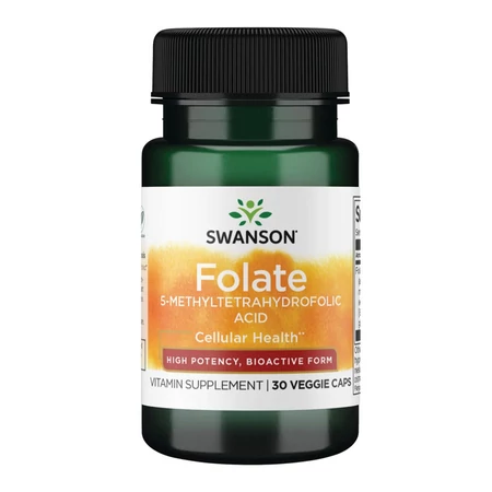 Swanson Folate (5-MTHF) 800 mcg - 30 Veggie Capsules - KÖZELI LEJÁRAT (2025.07.31)
