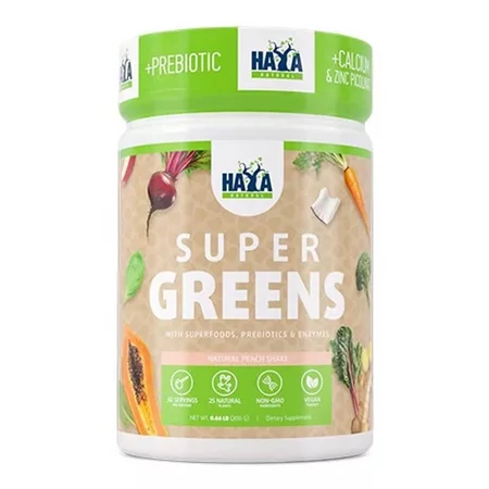 Haya Labs Super Greens Peach 300g