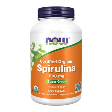 Now Spirulina 500 mg (Certified Organic) - 500 Tablets