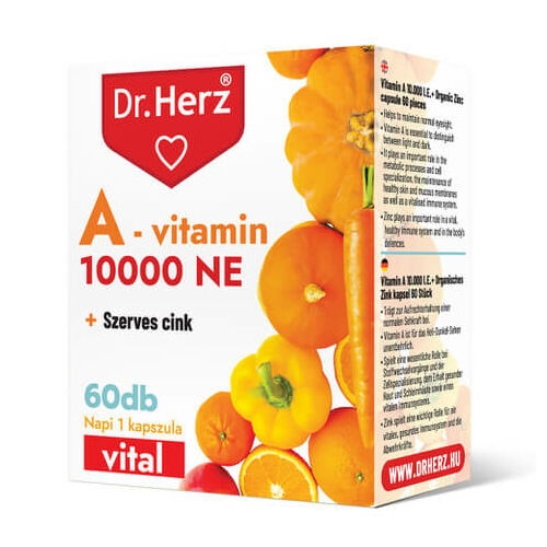 Dr. Herz A-vitamin 10000 NE + Szerves Cink 60 db kapszula doboz 