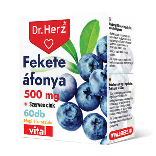 Dr. Herz Fekete Áfonya 500 mg + Szerves Cink 60 db kapszula 
