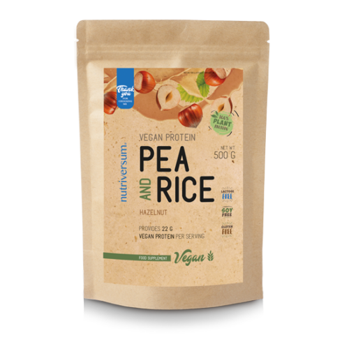Nutriversum Pea & Rice Vegan Protein - 500g - VEGAN - mogyoró