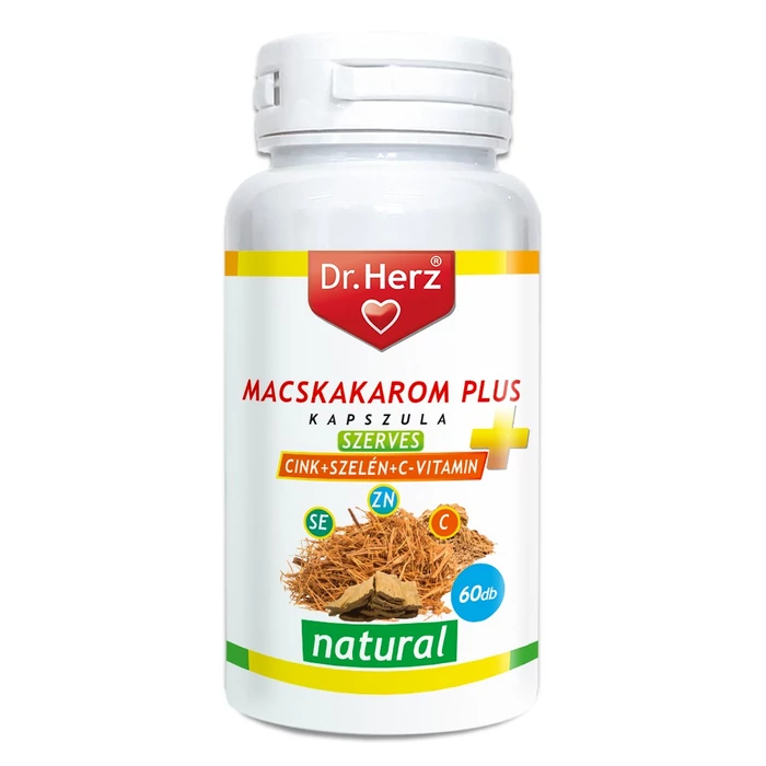 DR. HERZ MACSKAKAROM+SZERVES CINK+SZELÉN+C VITAMIN KAPSZULA 60DB