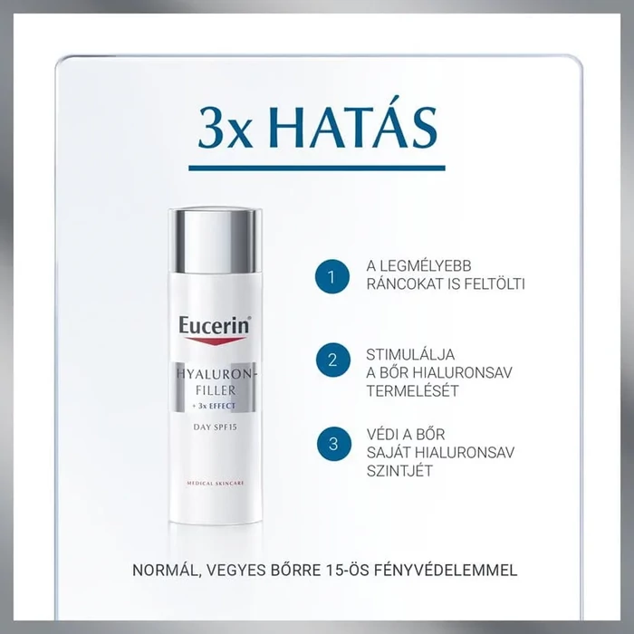 Eucerin Hyaluron-Filler ráncfeltöltő nappali arckrém normál, vegyes bőrre FF15 50 ml