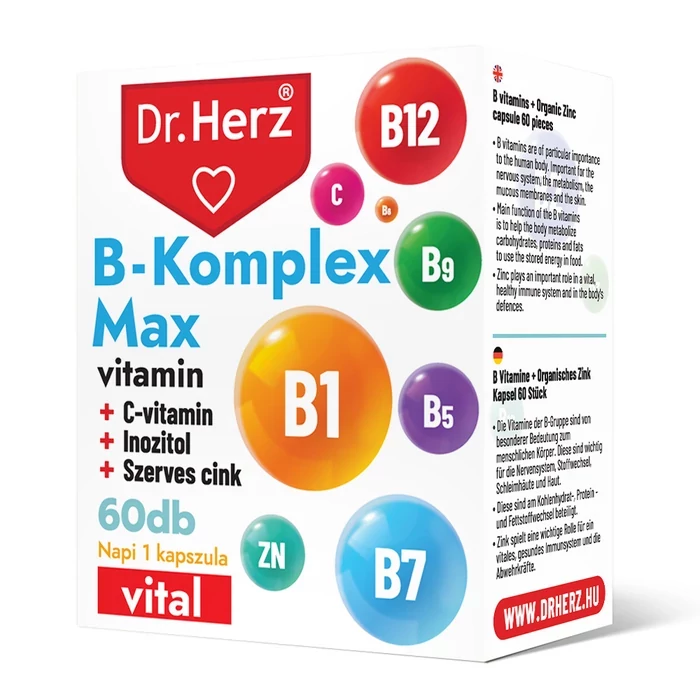 Dr. Herz B-Komplex Max+C-vitamin+Inozitol+Szerves Cink