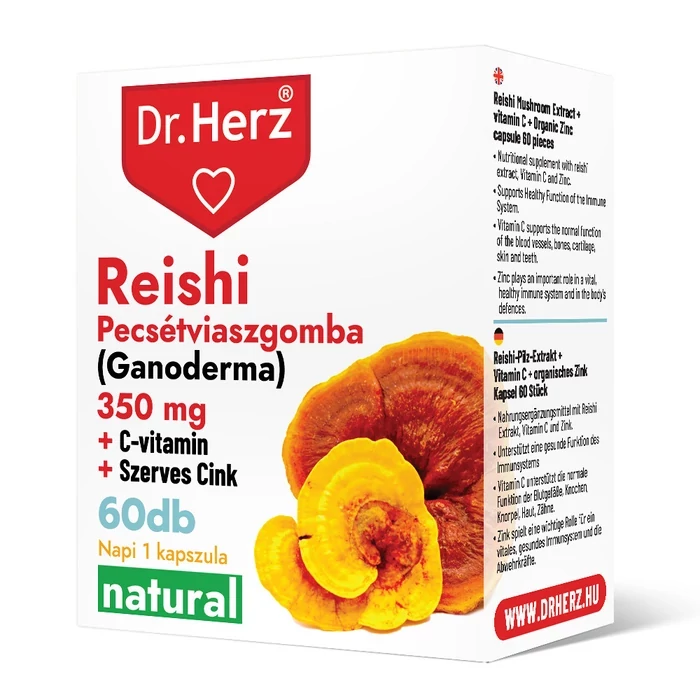 Dr. Herz Reishi 350 mg + C-vitamin + Szerves Cink