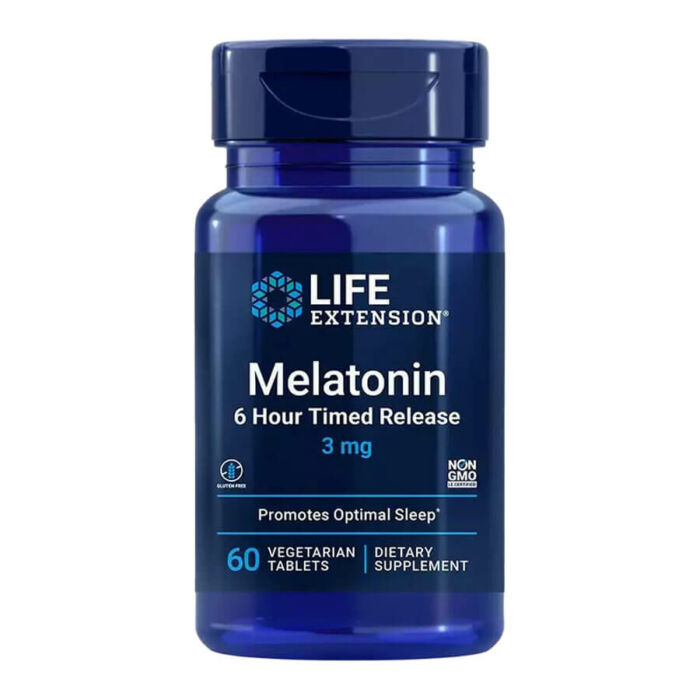 Life Extension 6 Óra Alatt Felszabaduló Melatonin tabletta (3 mg) - Melatonin 6 Hour Timed Release (60 Veg Tabletta)-ELŐRENDELHETŐ