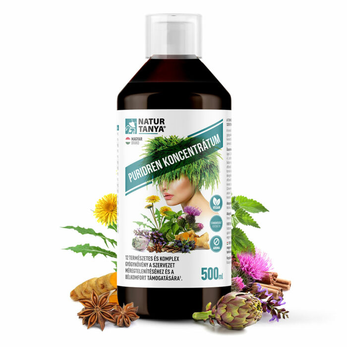 Natur Tanya Puridren koncentrátum - Sav-bázis egyensúly és méregtelenítés 12 gyógynövény és klorofill erejével 500 ml 