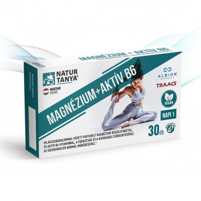 Natur Tanya Vegán MAGNÉZIUM + AKTÍV B6 - Világszabadalommal védett magnézium-biszglicinát-kelát növényi kapszulahéjban!