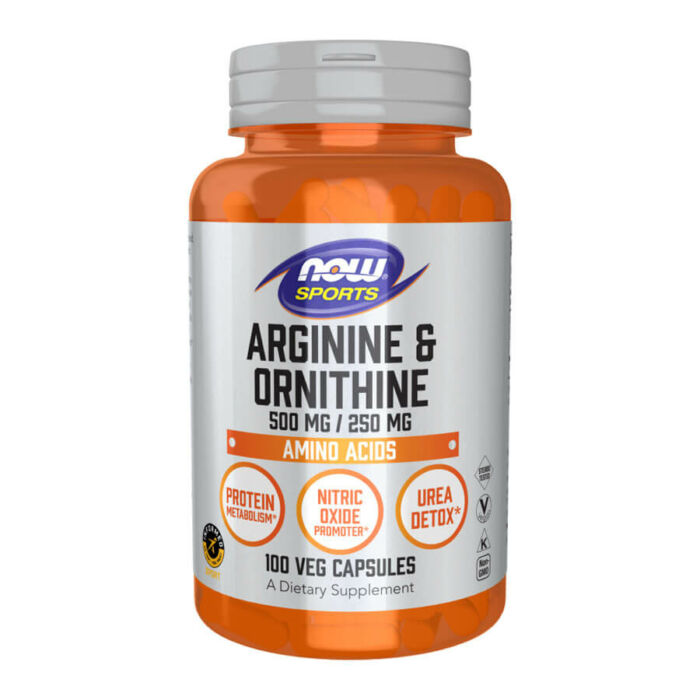 Now Arginine & Ornithine 500/250 mg - 100 Veg Capsules-ELŐREDNELHETŐ