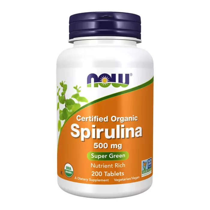Now Spirulina 500 mg (Certified Organic) - 200 Tablets