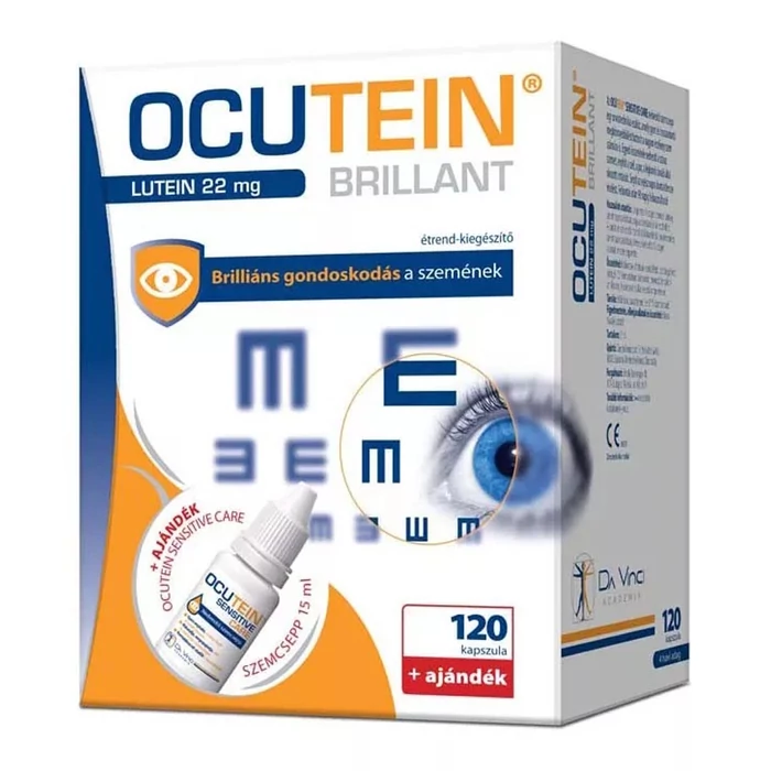 Ocutein Brilliant Lutein 22 mg - 120 kapszula + Sensitive Care Nedvesítő Szemcsepp 15 ml