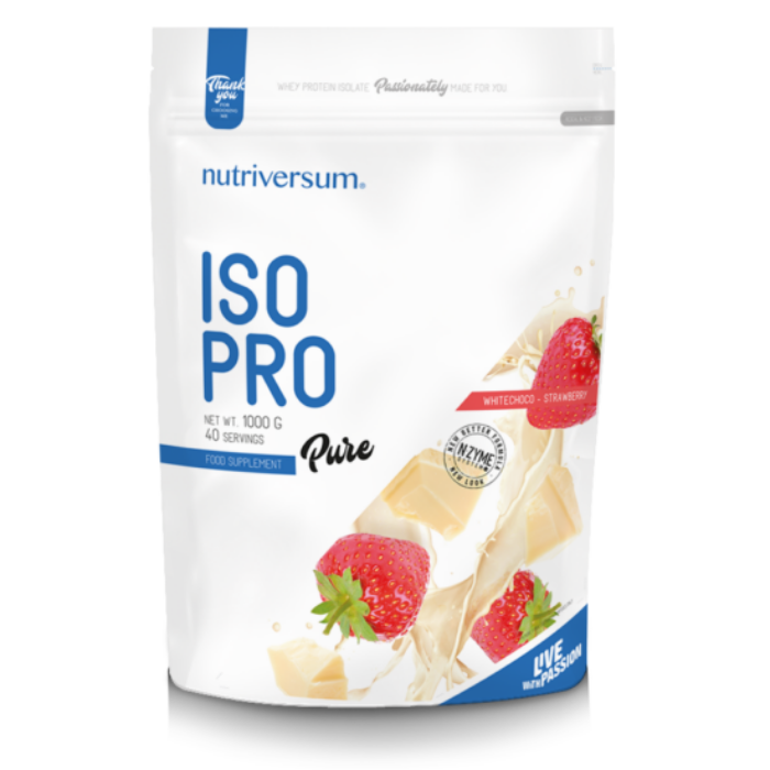 Nutriversum ISO PRO - PURE - fehércsokoládé-eper 1000 g
