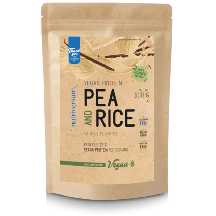 Nutriversum Pea &amp; Rice Vegan Protein - 500g - VEGAN - vanília
