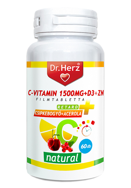 Dr. Herz C-vitamin 1500mg+D3+Zn csipkebogyóval és acerola kivonattal 60 db tabletta