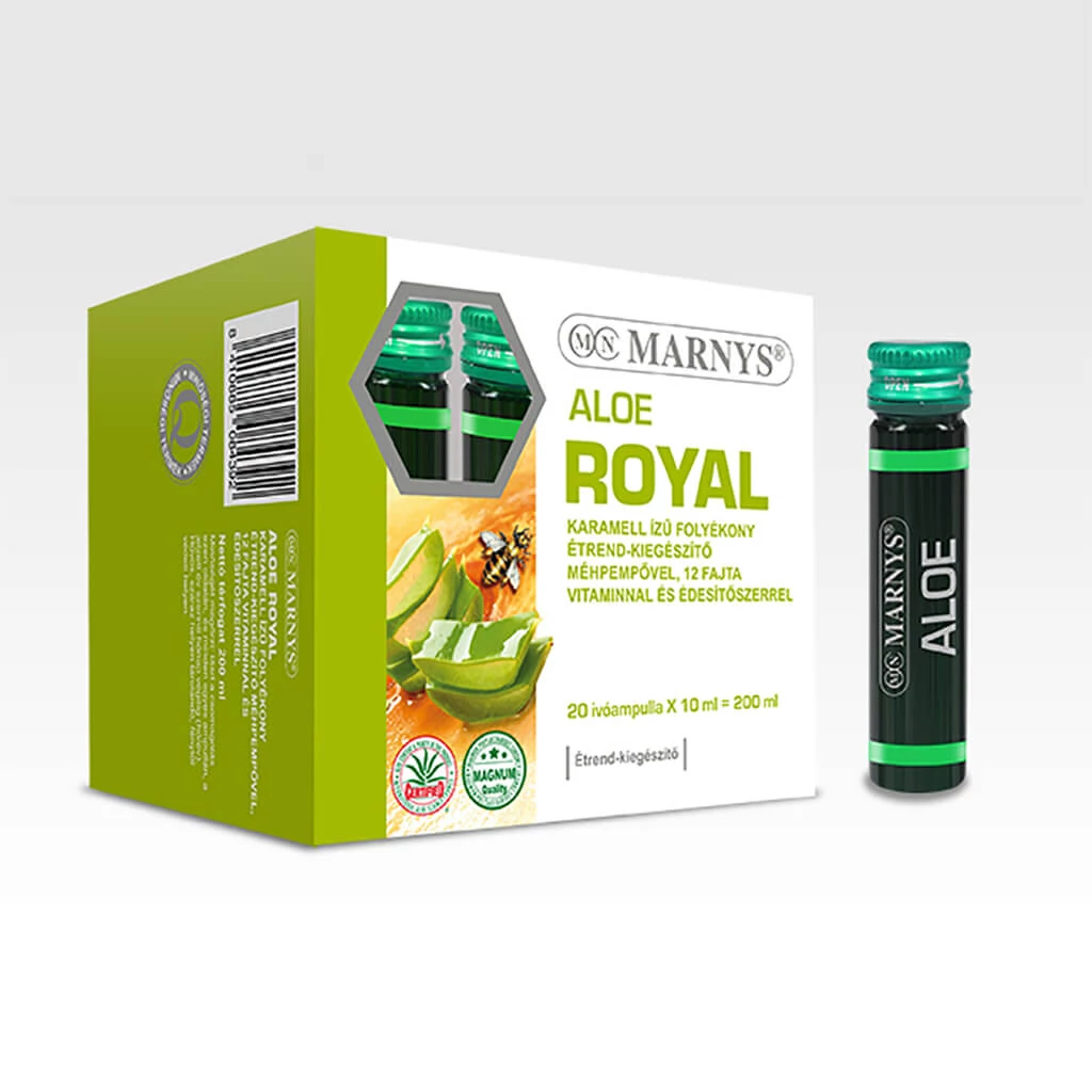 MARNYS Aloe royal kartamella ízű folyékony méhpempővel (Lejárat: 2024.06. hó)
