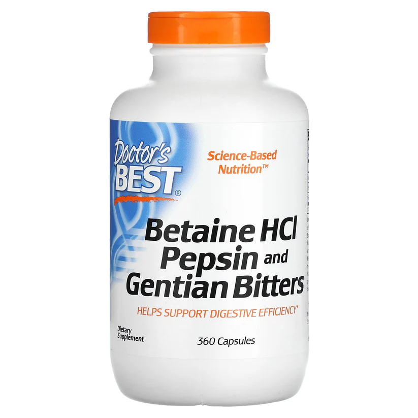 Doctor's Best Betaine HCL Pepsin & Gentian Bitters (360 Capsules)