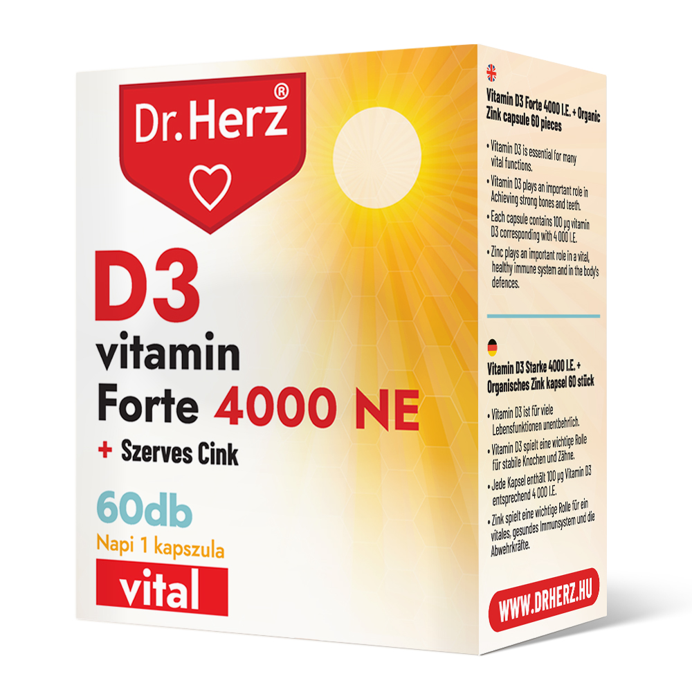 Dr. Herz D3-vitamin Forte 4000 NE+Szerves Cink 60 db kapszula
