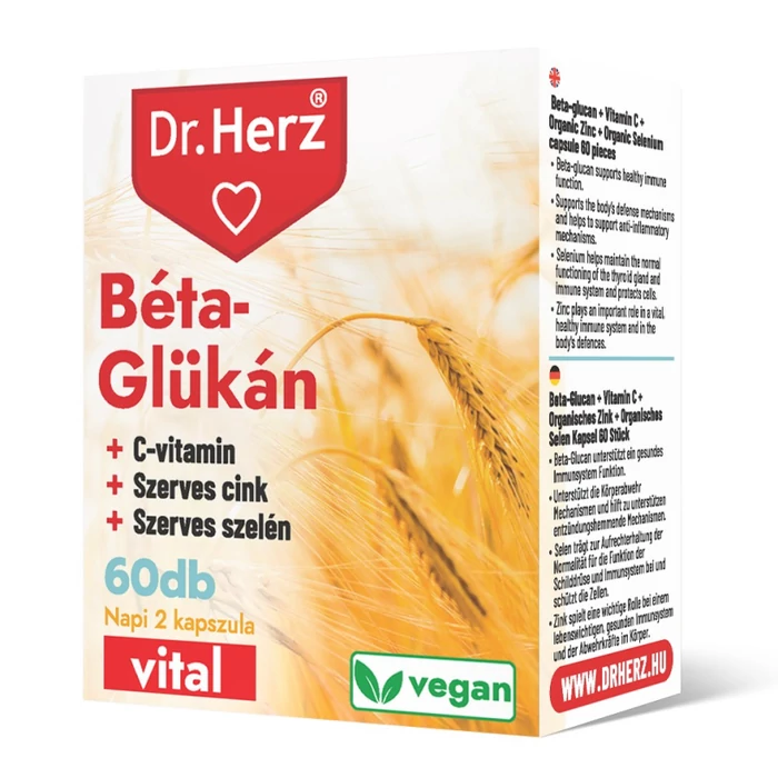 Dr. Herz Béta-Glükán+Szerves Cink,Szelén+C-vitamin 60 db kapszula
