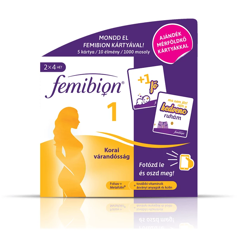 Femibion 1 Korai várandósság filmtabletta + 5db mérföldkőkártya (56xFemibion 1