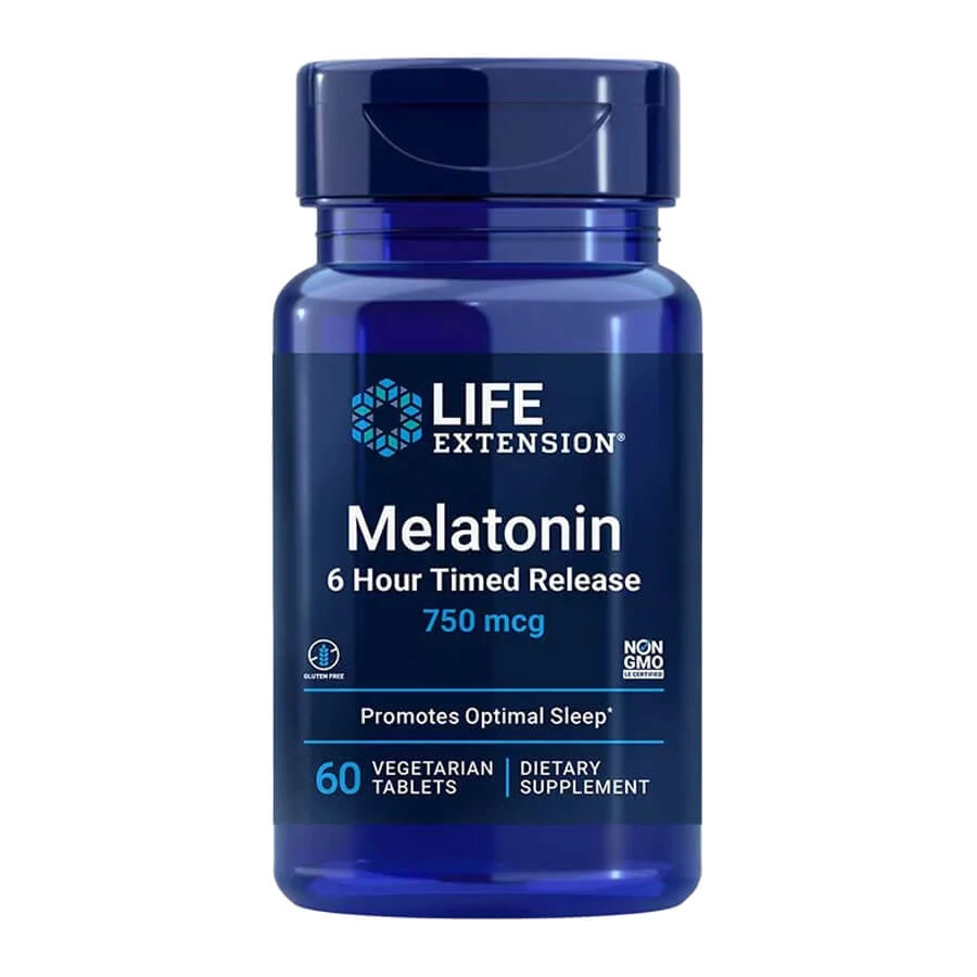 Life Extension 6 Óra Alatt Felszabaduló Melatonin tabletta (750 mcg) - Melatonin 6 Hour Timed Release (60 Veg Tabletta)