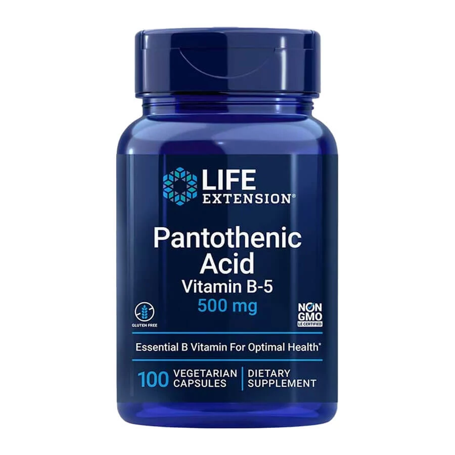 Life Extension Pantoténsav 500 mg kapszula - Pantothenic Acid (100 Veg Kapszula)