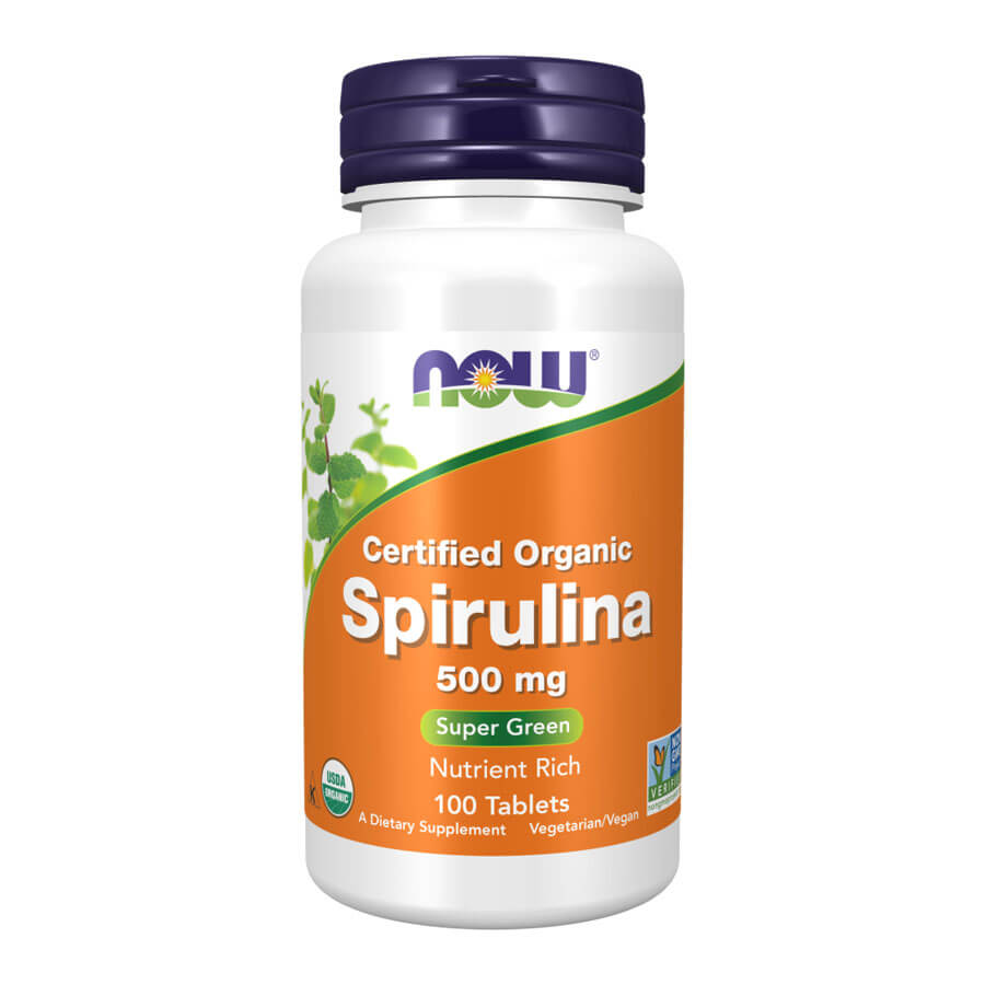 Now Spirulina 500 mg (Certified Organic) - 100 Tablets