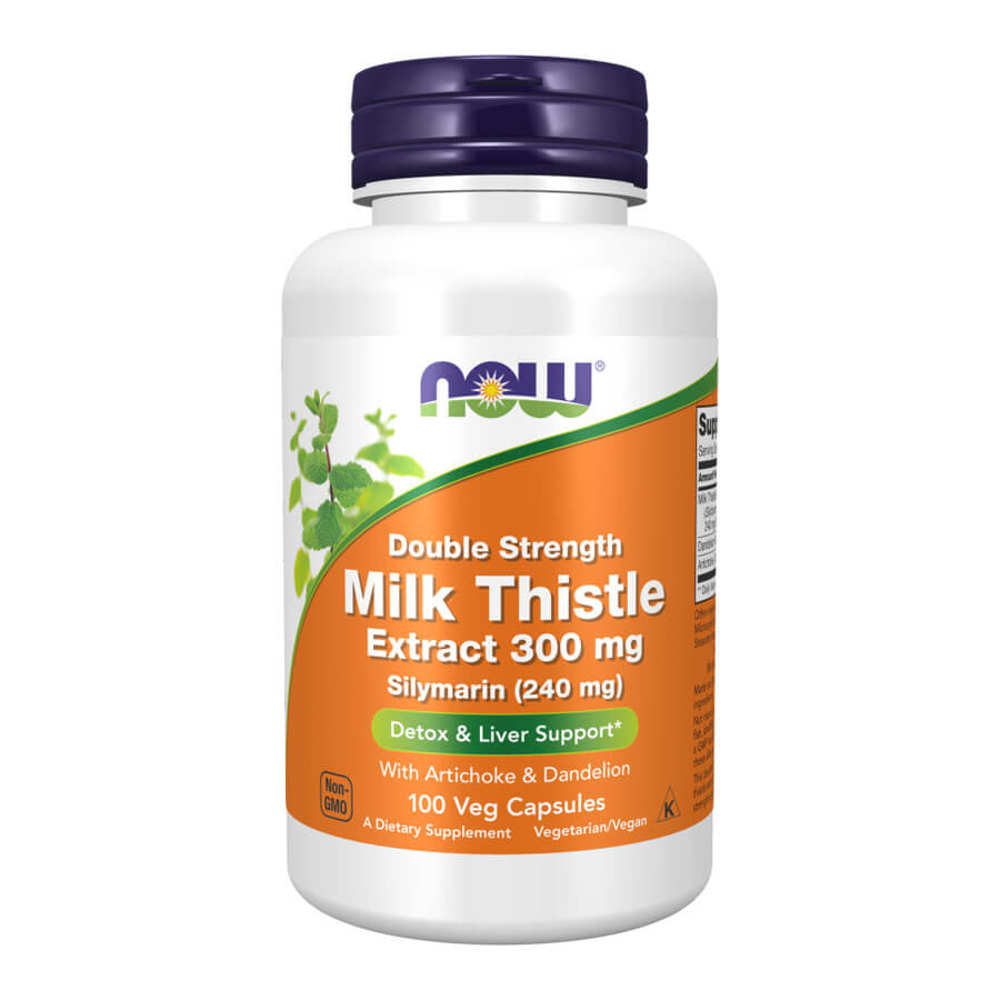 Now Milk Thistle Extract, Double Strength 300 mg, Silymarin - 100 Veg Capsules