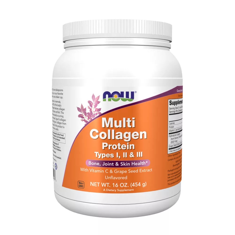 Now Multi Collagen Protein Types I, II & III Powder (454 g) Kollagén komplex
