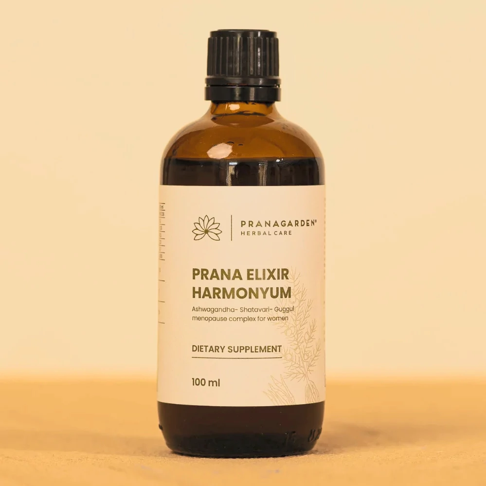 Pranagarden Harmonyum - Ashwagnandha-Shatavari-Guggul 100 ml - Változókori tünetek enyhítésére - menopauza első fizikai és érzelmi tüneteinek enyhítésére